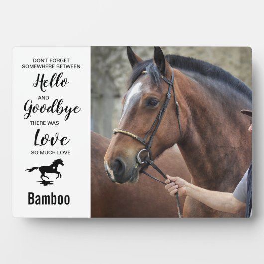 愛馬の思い出を記念する写真と名言プレート フォトプラーク (正面)