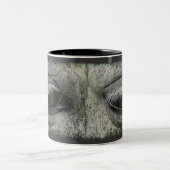 愛馬ウマ科のの目の写真コーヒーマグ ツートーンマグカップ (中央)