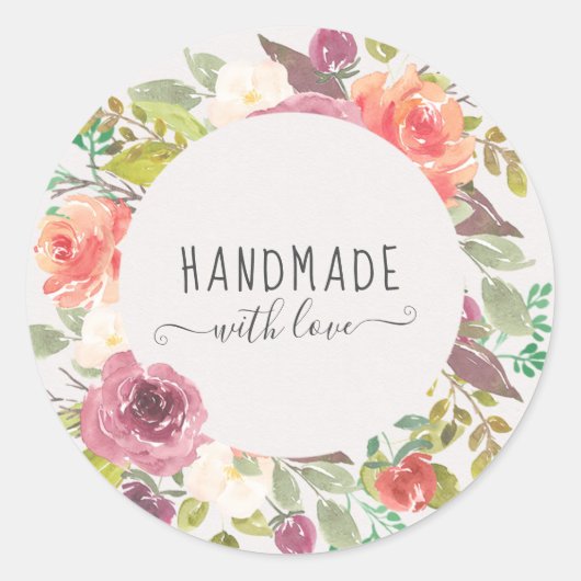 愛鮮やかで手作りの夏フローラ ラウンドシール (正面)