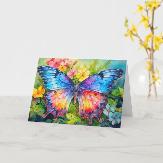 愛鮮やからしいバタフライアートハッピーバースデー カード (黄色い花)