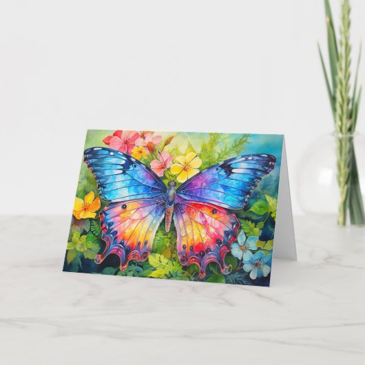 愛鮮やからしいバタフライアートハッピーバースデー カード (正面)