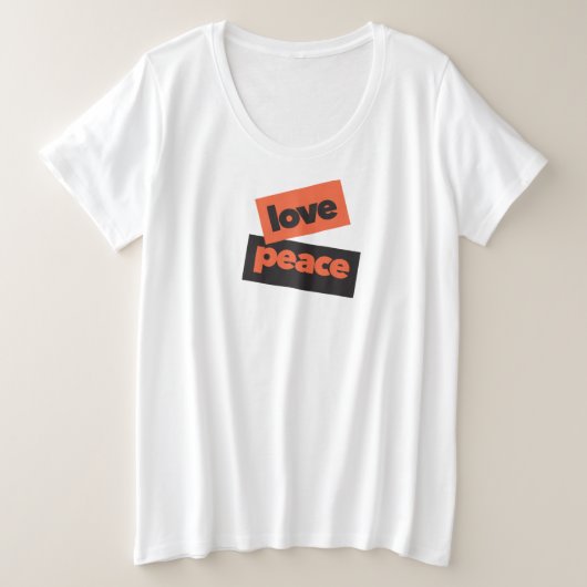 愛鮮やか平和の都市デザイン,はっきりした,シンプル,愛の平和 プラスサイズTシャツ (デザイン正面)