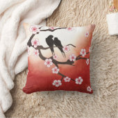 愛鳥および桜の枕 クッション (ブランケット)