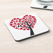 愛鳥が付いている赤いハートの木 コースター (左側)
