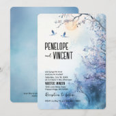 愛鳥とさくらんぼ花 招待状 (正面/裏面)