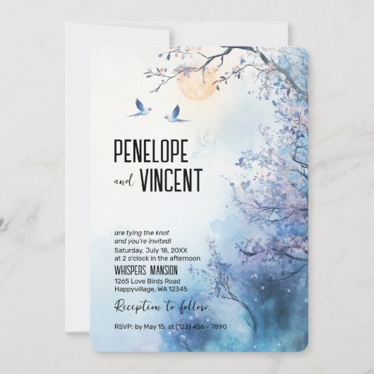 愛鳥とさくらんぼ花 招待状 (正面)