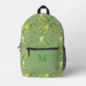 愛鳥とインコモノグラムの- プリントバックパック (正面)