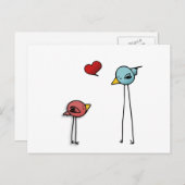 愛鳥のハートの漫画のバレンタインのかわいい恋人 シーズンポストカード (正面/裏面)