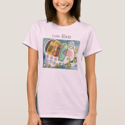 愛鳥のバレンタインのTシャツ Tシャツ (正面)