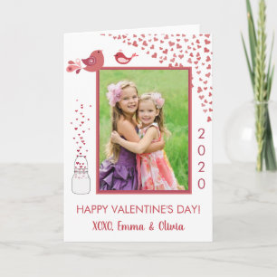 愛鳥のバレンタインデーのハートの写真カード シーズンカード