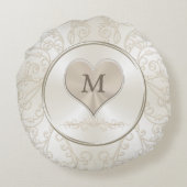 愛鳥のモノグラムのパーソナライズな結婚式の枕 ラウンドクッション (裏面)