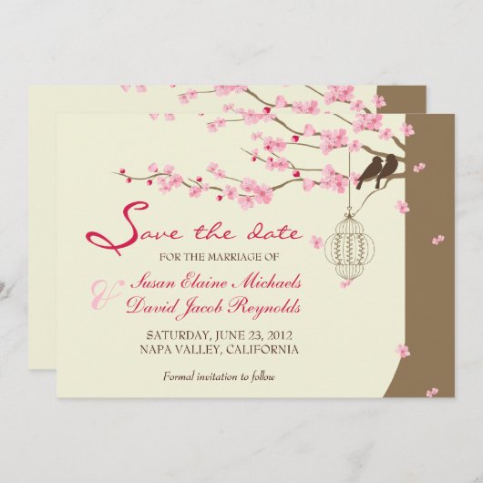 愛鳥のヴィンテージのおりの桜の保存の日付 セーブザデート (正面/裏面)