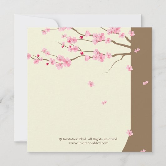 愛鳥のヴィンテージのおりの桜の結婚式 招待状 (裏面)