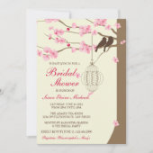 愛鳥のヴィンテージのおりの花のブライダルシャワー 招待状 (正面)