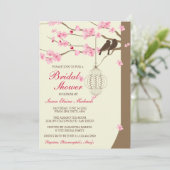 愛鳥のヴィンテージのおりの花のブライダルシャワー 招待状 (スタンド正面)