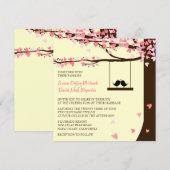 愛鳥の下るハートのオークの木の結婚式の招待 招待状 (正面/裏面)