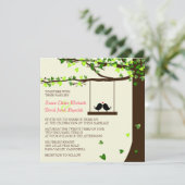 愛鳥の下るハートのオークの木の結婚式の招待 招待状 (スタンド正面)