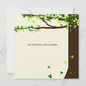 愛鳥の下るハートのオークの木の結婚式の招待 招待状 (裏面)