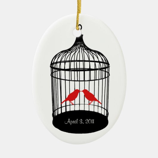 愛鳥の初めてのクリスマスは一緒に飾ります セラミックオーナメント (正面)