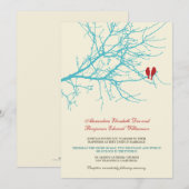 愛鳥の枝結婚式招待状(水) 招待状 (正面/裏面)