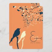愛鳥の歌の結婚式招待状のオレンジ 招待状 (正面/裏面)