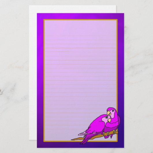 愛鳥の紫色のアメジストの罰金によって並べられる文房具 便箋 (正面/裏面)