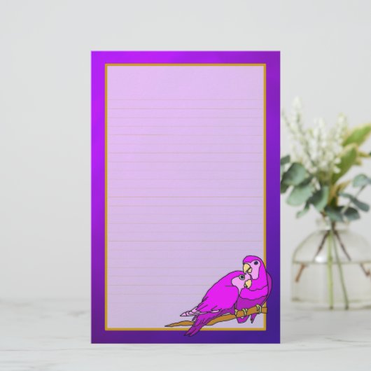 愛鳥の紫色のアメジストの罰金によって並べられる文房具 便箋 (スタンド正面)