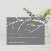 愛鳥の結婚式招待状(オレンジ) 招待状 (スタンド正面)