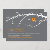 愛鳥の結婚式招待状(オレンジ) 招待状 (正面/裏面)