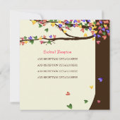 愛鳥の落ちるカラフルなハートのオークの木 招待状 (裏面)