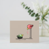 愛鳥ハート漫画ベビーミミズ ポストカード (スタンド正面)