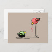 愛鳥ハート漫画ベビーミミズ ポストカード (正面/裏面)