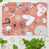 愛鳥パターン キッチンタオル (折り畳み)