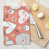 愛鳥パターン キッチンタオル (四つ折り)