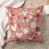 愛鳥パターン クッション (ブランケット)