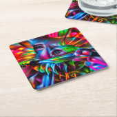 愛鳥恐怖症:鮮明な超現実美術 スクエアペーパーコースター (アングル)