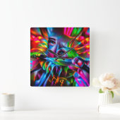 愛鳥恐怖症：鮮明な超現実美術 スクエア壁時計 (ホーム)