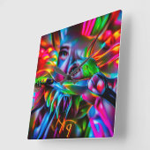 愛鳥恐怖症：鮮明な超現実美術 スクエア壁時計 (傾斜)