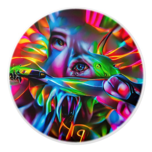 愛鳥恐怖症：鮮明な超現実美術 セラミックノブ (正面)