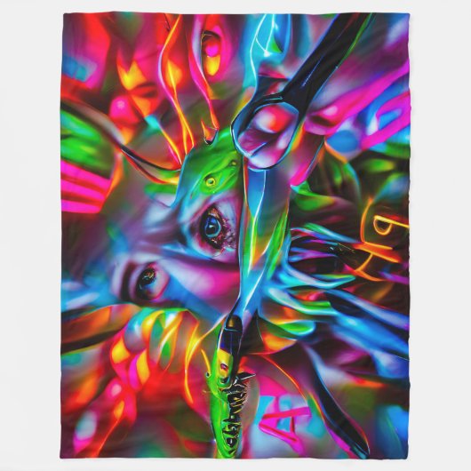 愛鳥恐怖症：鮮明な超現実美術 フリースブランケット (正面)