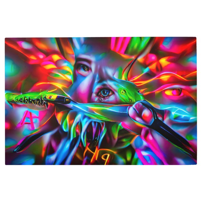 愛鳥恐怖症：鮮明な超現実美術 メタルプリント (正面)