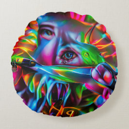 愛鳥恐怖症：鮮明な超現実美術 ラウンドクッション