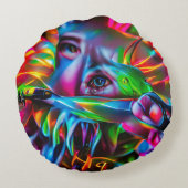 愛鳥恐怖症：鮮明な超現実美術 ラウンドクッション (裏面)