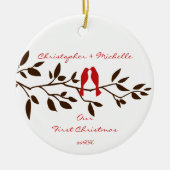 愛鳥私達の初めてのクリスマスのオーナメント セラミックオーナメント (正面)