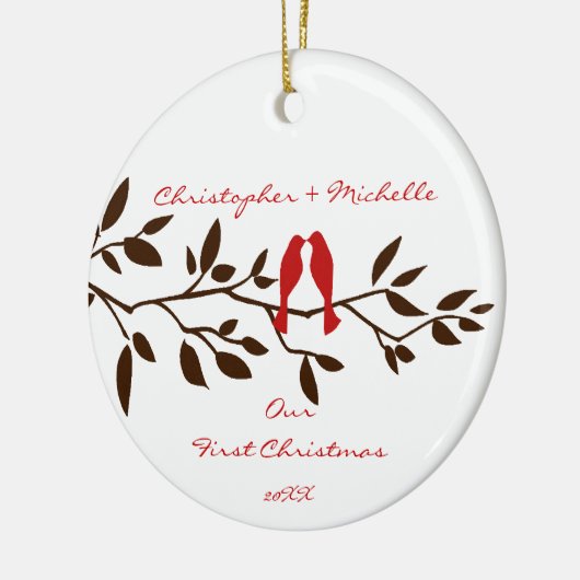 愛鳥私達の初めてのクリスマスのオーナメント セラミックオーナメント (左)
