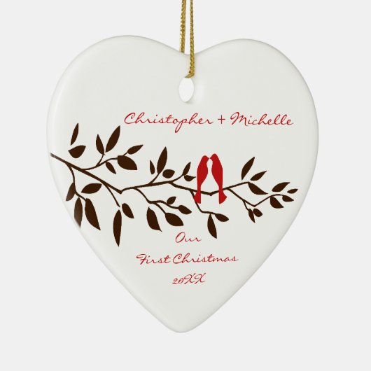 愛鳥私達の初めてのクリスマスのオーナメント セラミックオーナメント (右)