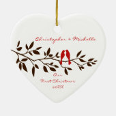 愛鳥私達の初めてのクリスマスのオーナメント セラミックオーナメント (裏面)