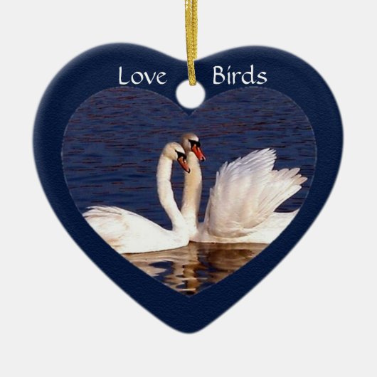 "愛鳥"の白鳥の組 セラミックオーナメント (正面)