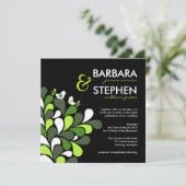 愛鳥-緑の黒いフェルトの結婚式招待状 招待状 (スタンド正面)