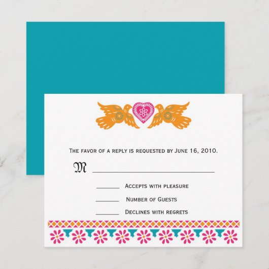 愛鳥RSVPカード-水 出欠カード (正面/裏面)